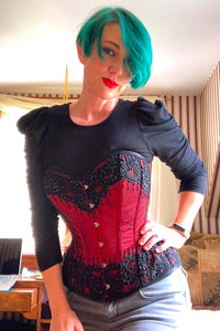 Couture-Korsett, Satin, burgunderrot