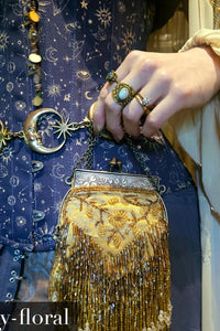 Mystisches Longline Unterbrust-Korsett mit Sonnensystem-Muster in indigo und gold