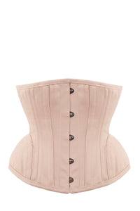 Unterbrust-Waist-Trainer mit Verlängerung über den Hüften, aus Baumwoll-Twill, geschwungener Saum, hellrosa