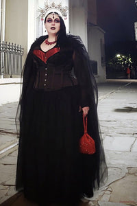 Korsett mit Neckholder im Burlesque-Stil, schwarz/rot