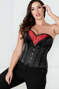 Korsett mit Neckholder im Burlesque-Stil, schwarz/rot