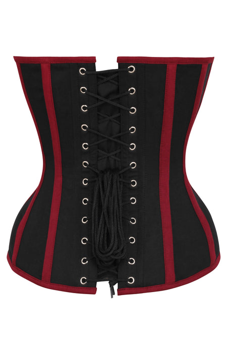 Single Layer Black and Burgundy Overbust Corset