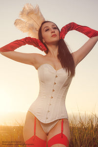 Klassisches, langes Korsett, Waist Taming, weiß