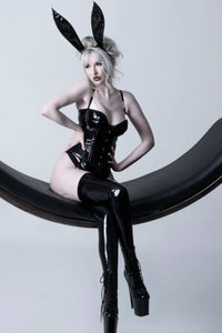 Waspie- Unterbrust Korsett aus PVC, Waist Training, schwarz
