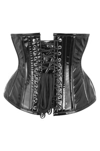 Klassisches Unterbrust Korsett aus PVC mit Hüftzwickeln, Waist Training, schwarz
