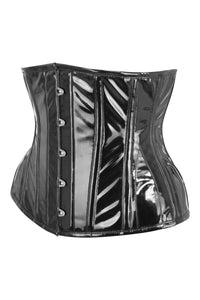 Klassisches Unterbrust Korsett aus PVC mit Hüftzwickeln, Waist Training, schwarz