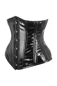 Verlängertes Unterbrust Korsett aus PVC, Waist Taming, schwarz