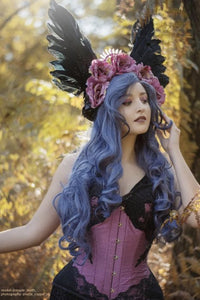 Verlängertes Korsettoberteil mit zarten Spitzenärmeln, dusty pink