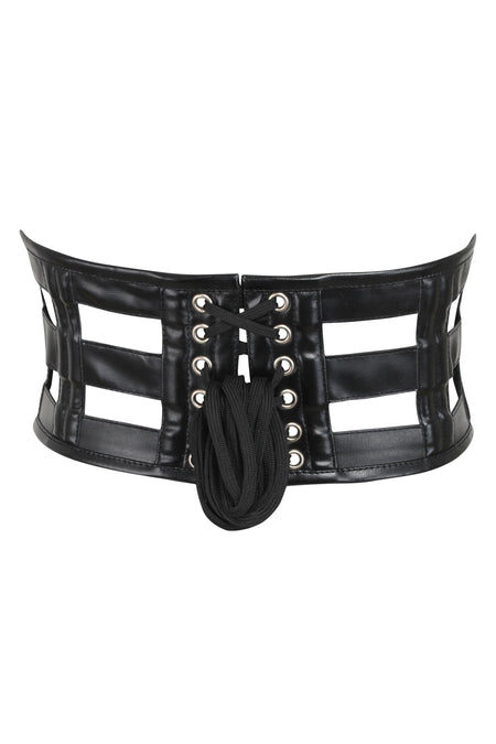 Black PVC Cage Corset Belt