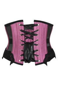 Pink Underbust Corset with Black Mesh Panels