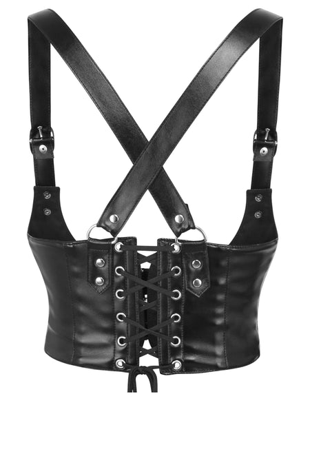 Black Faux Leather Harness Underbust Corset