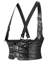 Black Faux Leather Harness Underbust Corset