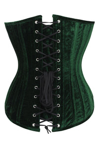 Dark Green Velvet Overbust Corset with Plunge Neckline