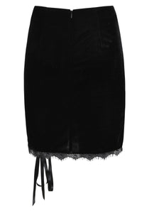 Corset Inspired Black Velvet Skirt with Ribbon Lacing