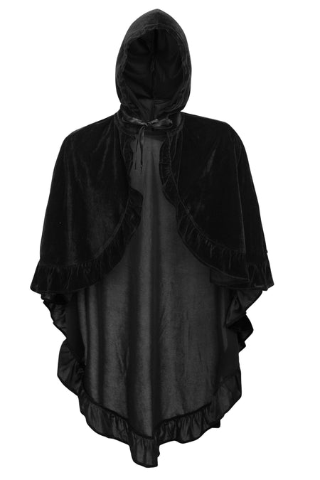 Black Velvet Hooded Cape