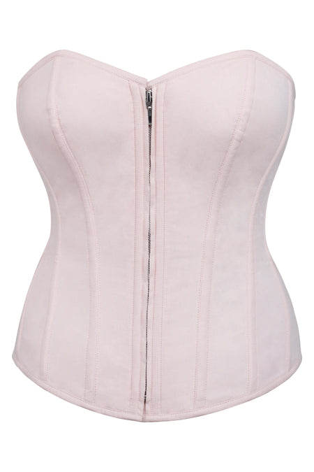 Corset Story SC-007 Dahlia Prairie Pink Cotton Overbust Corset With Zip Front