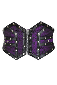 Purple Studded Brocade & PVC Corset Inspired Belt