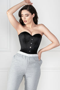Überbrust-Korsett, verlängert, Waist Training, schwarz