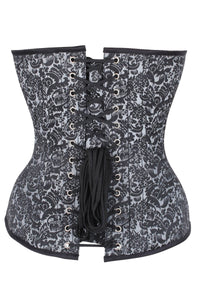 Silver Brocade Expert Waist Training Overbust Corset