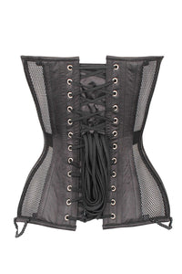 Corset Story WTS506 Black Mesh and Lace Appliqué Waist Taming Overbust Corset