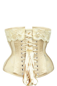 Corset Story WTS703 Gold Satin Bridal Corset with Super Fine Mesh Panels