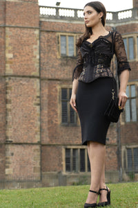 Steampunk Korsett mit Schnallen und seperaten Spitzenbolero