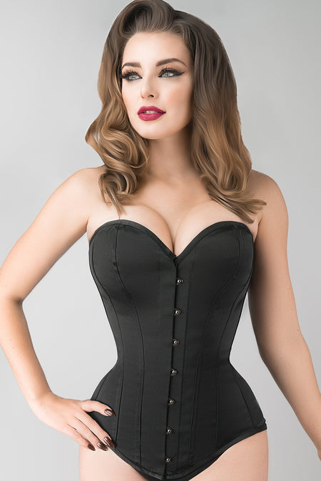 Corset Story CSFT066 Instant Shape Black Satin Longline Overbust