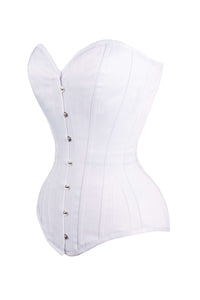 Klassisches, langes Korsett, Waist Taming, weiß