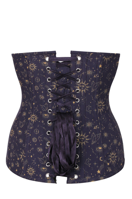 Corset Story CSFT162 Mystic Galaxy Indigo And Gold Longline Underbust Corset