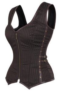 Braunes Jacquard-Steampunk-Korsett