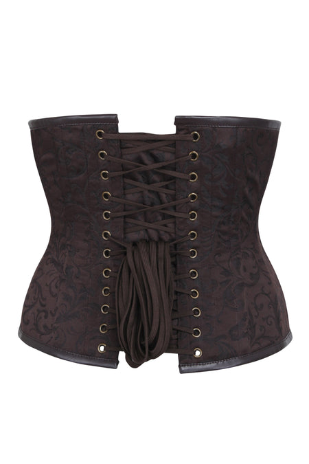 Braunes Steampunk-Unterbrustkorsett aus Brokat