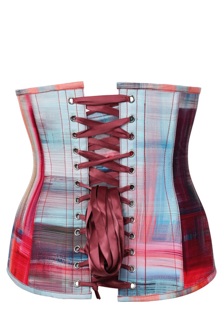 Corset Story MY-623 Abstract Red and Blue Brushstroke Longline Underbust Corset