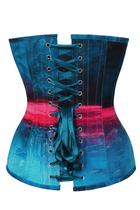 Corset Story MY-642 Stormy Night Blue and Pink Overbust Corset