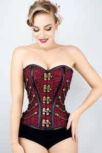 Corset Story ND-003 Red Steampunk Corset With Chains