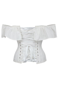 Corset Story SC-035 Marigold White Cotton Corset Top with Frill Sleeves