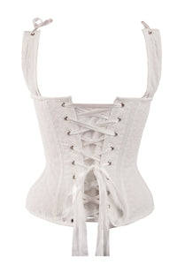 Corset Story CSFT052 White Cotton Embroidery Anglaise Overbust With Gathered Bust