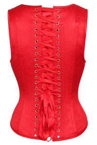 Red High Back Underbust Corset With Straps