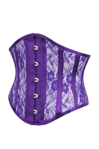 Unterbrust-Korsett mit Spitzen- und Netzstoffpanels in violett