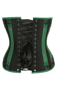 Green & Black Overbust Corset with Black Flossing Detail