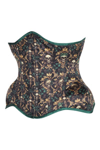 Emerald Baroque Skull Underbust Corset – Dark Romance with a Gothic Twist