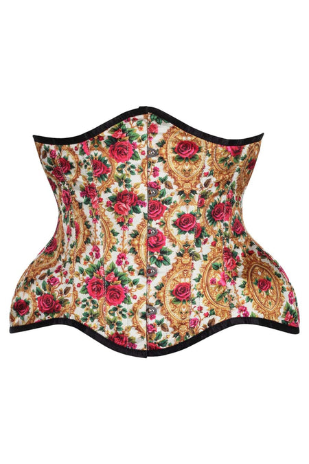 Regal Rose Brocade Underbust Corset – Vintage Floral Waist Cincher