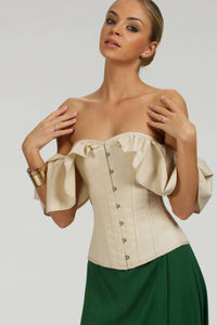 Corset Story C2005 Champagne Cotton Top with Dramatic sleeve