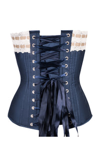 Corset Story CSFT088 Midnight Blue And Ivory Overbust With Double Layer Lace