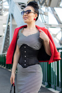 Waspie-Unterbrust-Korsett, Waist Training, Satin, schwarz