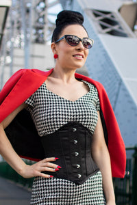 Waspie-Unterbrust-Korsett, Waist Training, Satin, schwarz