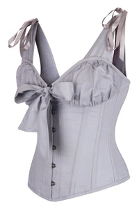 Ash Grey Cotton Corset Top with Bow Detail