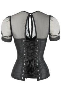 Corset Story FTS036 Instant Shape Black Mesh Corset With Semi-Sheer Sleeves