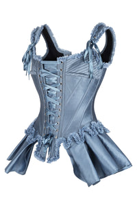 Blue Historically Inspired Corset Overbust with Bustle