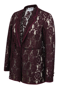Burgundy Sheer Lace Damen Anzugsjacke