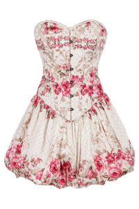 Vintage Floral Corset Dress with Bubble Skirt